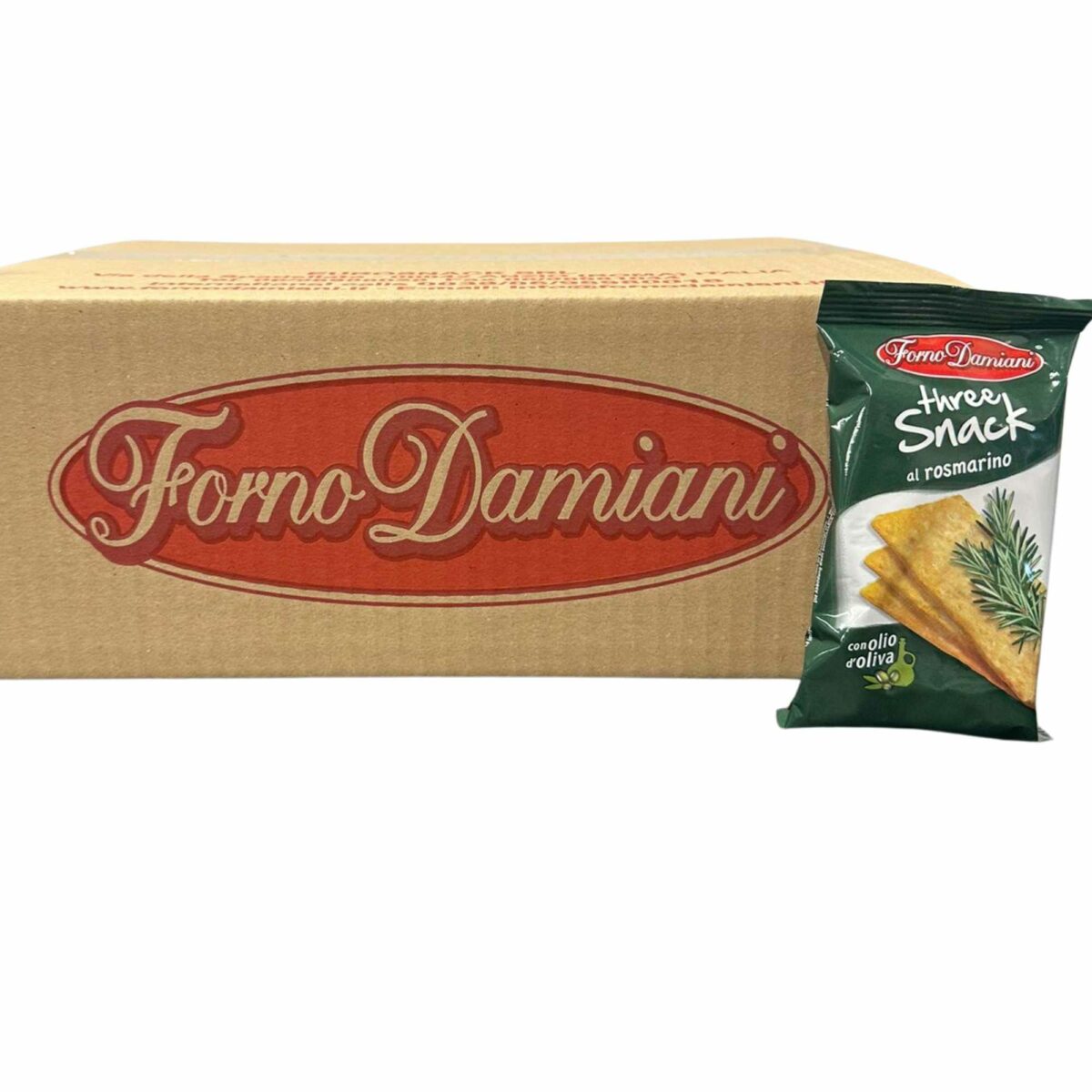 Three Snack al Rosmarino Damiani, 50 x 40 gr