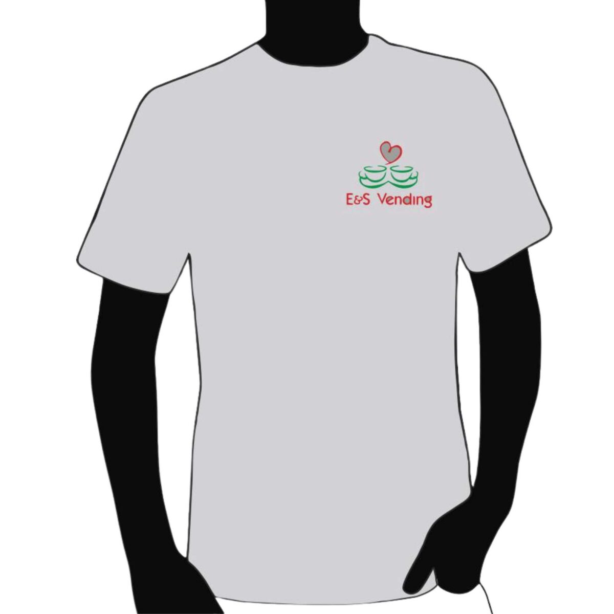 T-SHIRT GRIGIA GIROCOLLO E&S Vending® logo ricamato taglia XXL