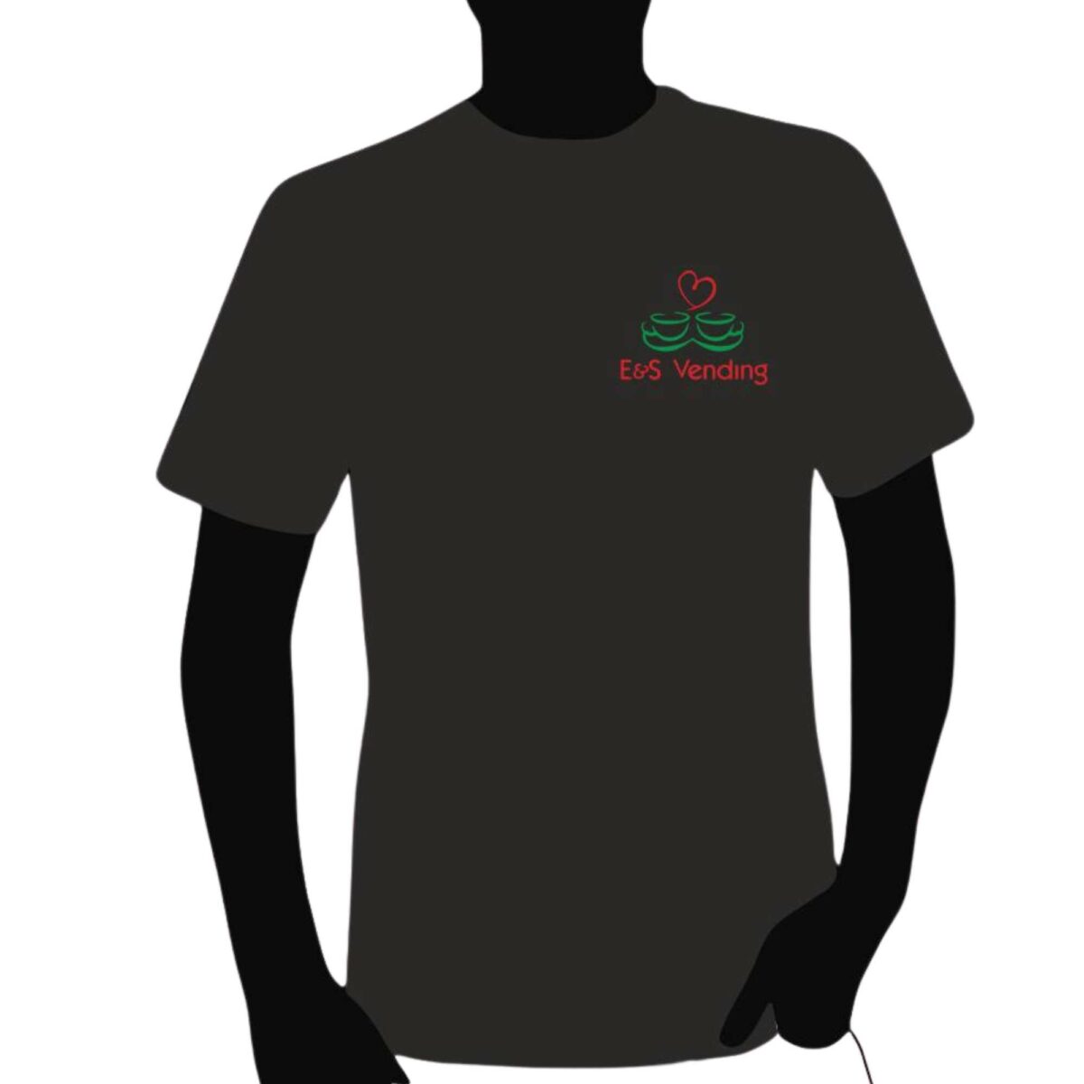 T-SHIRT NERA GIROCOLLO E&S Vending® logo ricamato taglia XXL