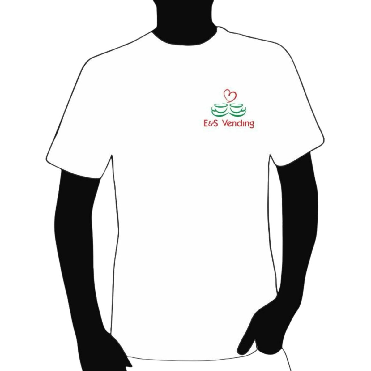 T-SHIRT BIANCA GIROCOLLO E&S Vending® logo ricamato taglia XXL