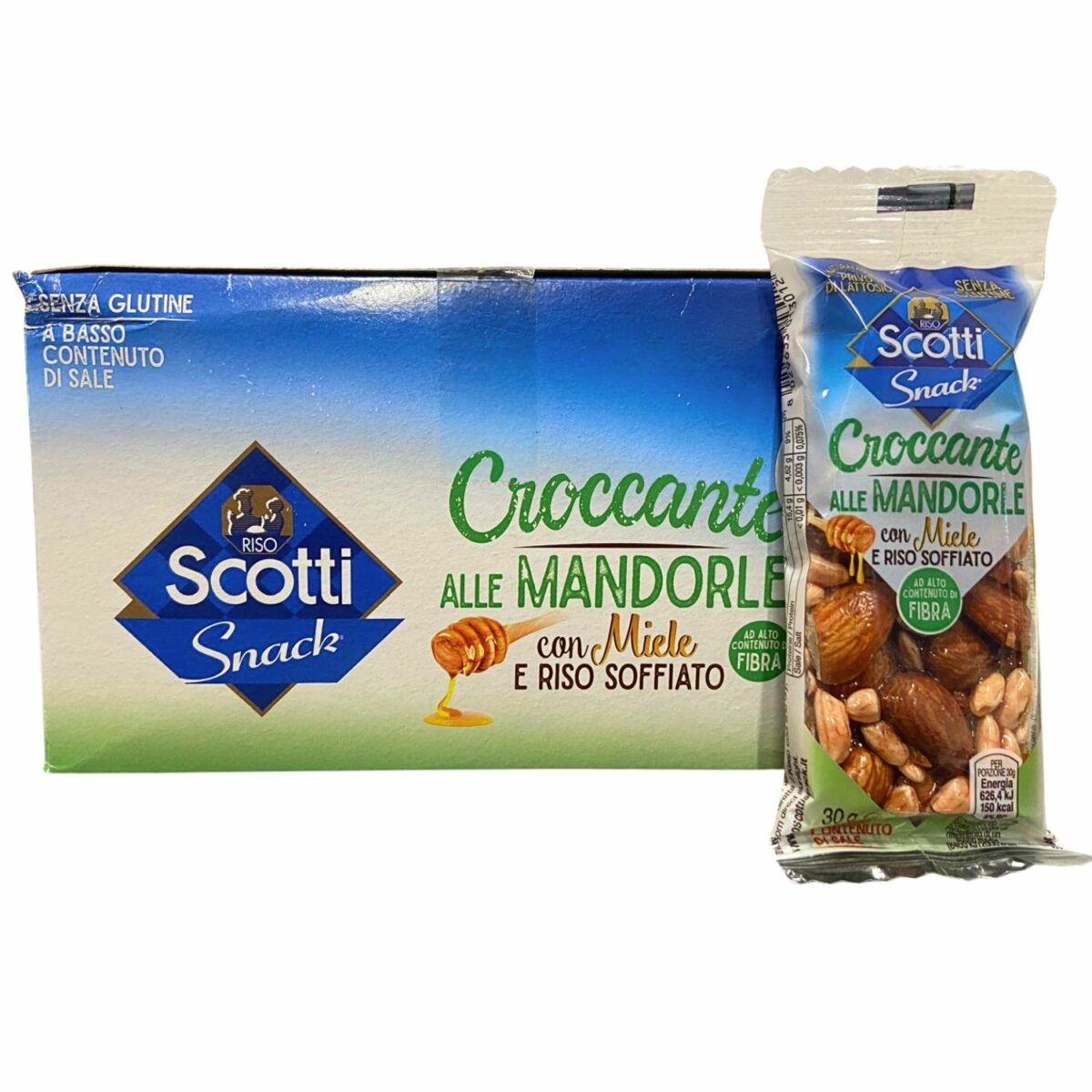Snack Croccante con Mandorle e Riso Soffiato 30 g x 24 pezzi